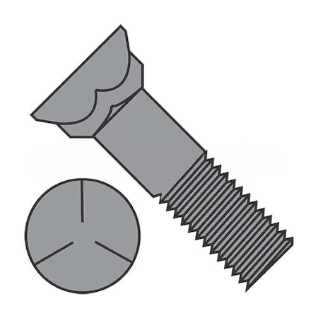 Usa Industrials Plow Bolt, 1/2"-13 Thrd Sz, 2 1/4" L, Flat Head, Steel, Plain BULK-BOLT-2363